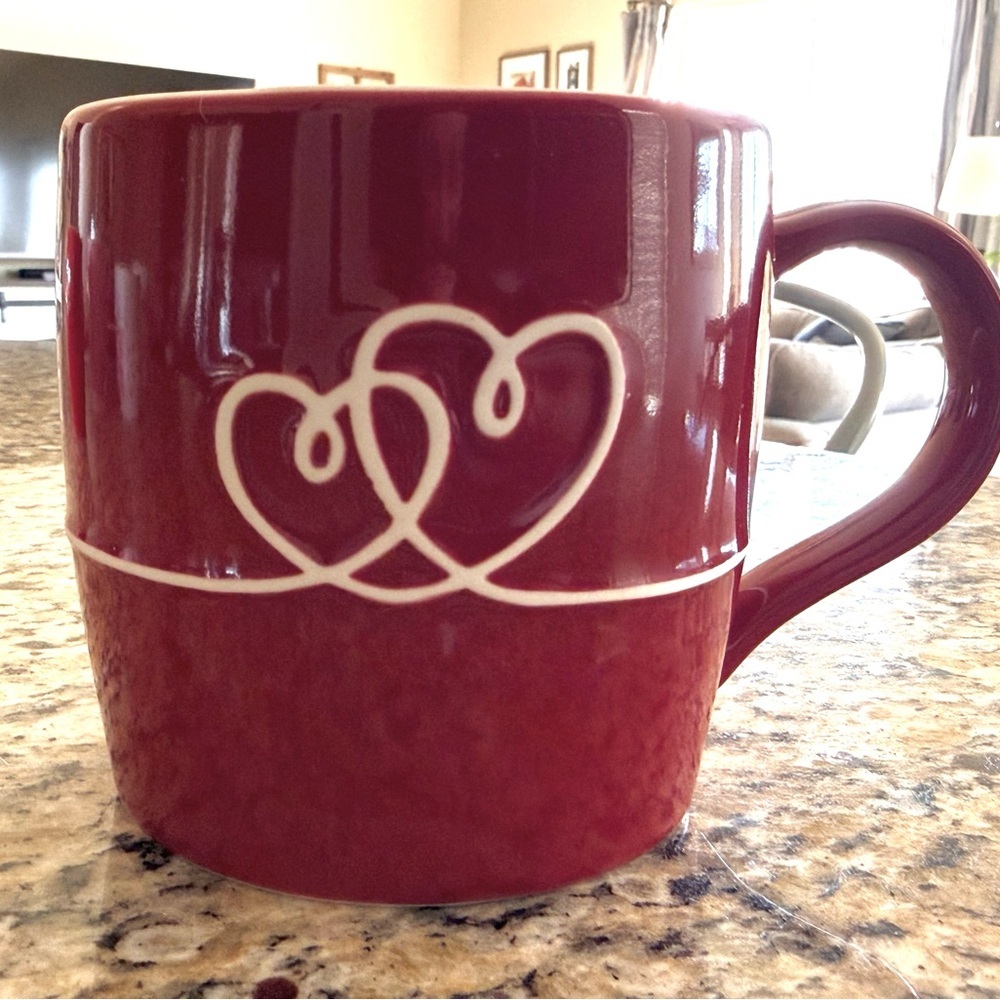 Starbucks Red “Love” Script Mug 12 oz | Valentine Hearts Bone China Cup 2010 - Picture 3 of 5